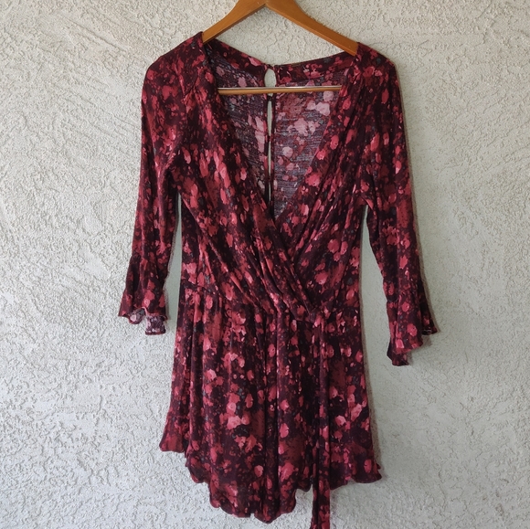 Free People Pants - Free People Red Floral Jumpsuit